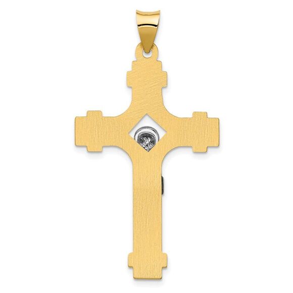 Men's 14k Two Tone Gold Hollow 2D INRI Crucifix Pendant, 24 x 45mm - Picture 3 of 5